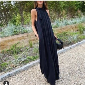 Something Navy black tie neck maxi dress with pockets / size M / new with tags